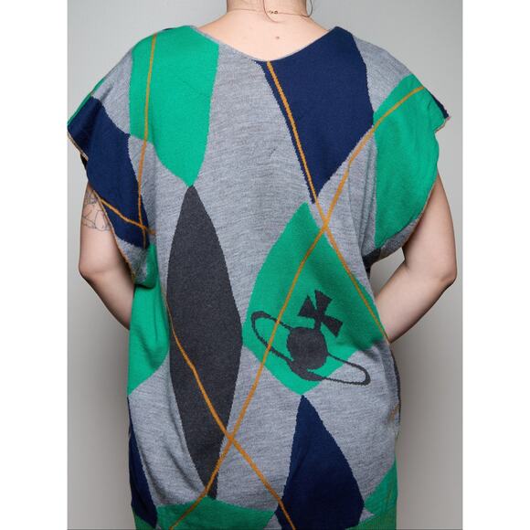Vivienne Westwood Green Orb Argyle Top - Picture 3 of 3